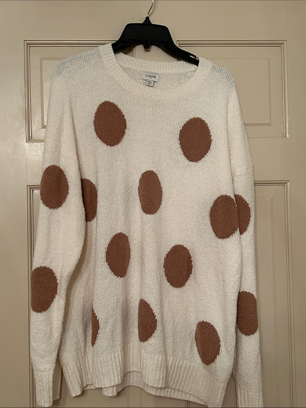 J. Crew Cream Sweater with Brown Polka Dots